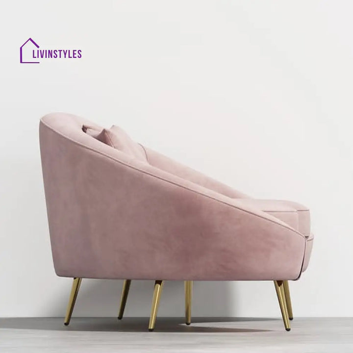 Amaya Pink Velvet Curved Sofa 3 Seater