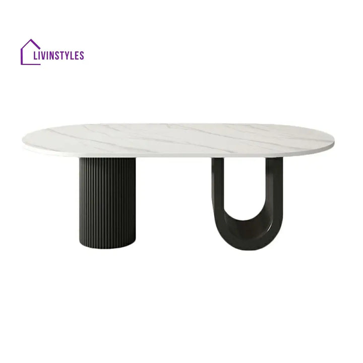 Amaya Stainless Steel Black Finish and Marble Top Coffee Table for Living Room