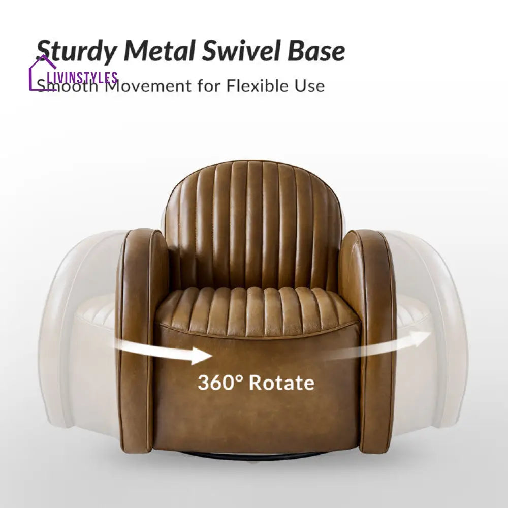 Amayra Solid Wood and Fabric Arm Chair | Living Room Chair | Lounge Chair - 360 Rotating