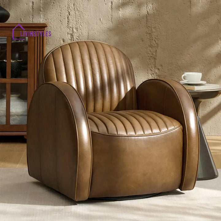 Amayra Solid Wood and Fabric Arm Chair | Living Room Chair | Lounge Chair - 360 Rotating