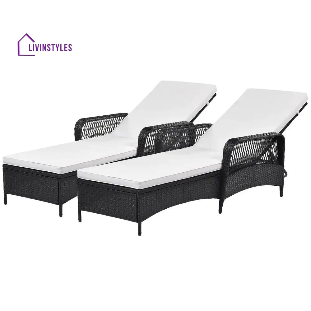 Amaze Outdoor Swimming Poolside Lounger Set of 2 (Black) - Loungers
