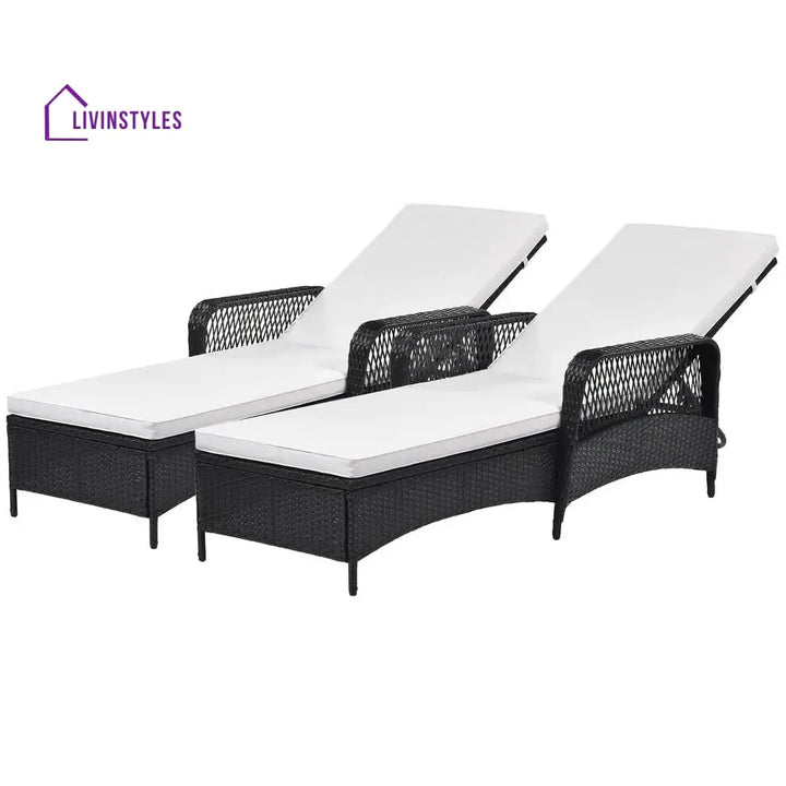 Amaze Outdoor Swimming Poolside Lounger Set of 2 (Black) - Loungers