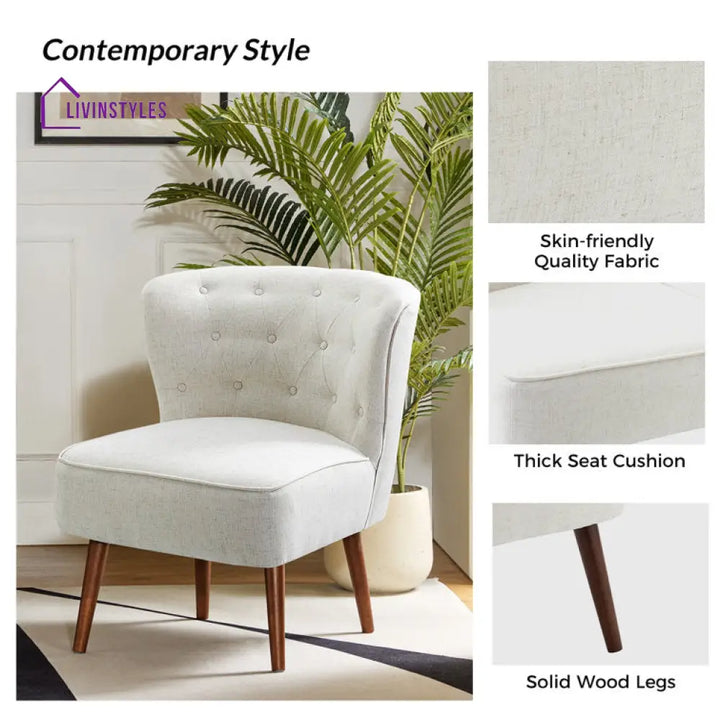 Ambika Solid Wood and Fabric Arm Chair | Living Room Chair | Lounge Chair
