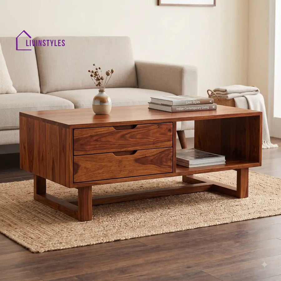 Ambre Wooden Coffee Table for Living Room | Tea Table | Teapoy | Center table