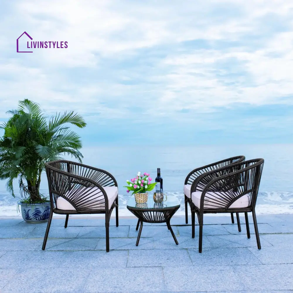 Amedea Outdoor Sofa Set 2 Seater 2 Single seater and 1 Center Table (Black + White) - Sofa Sets