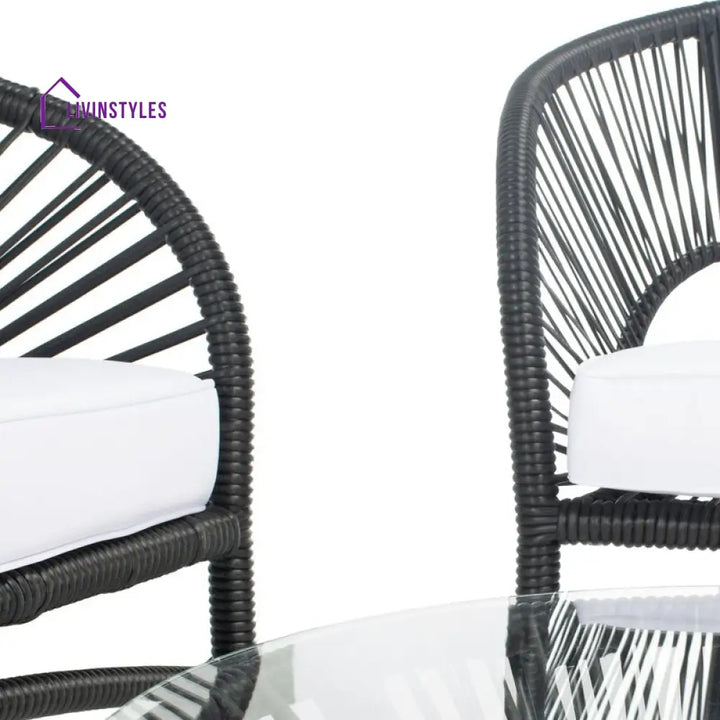 Amedea Outdoor Sofa Set 2 Seater 2 Single seater and 1 Center Table (Black + White) - Sofa Sets