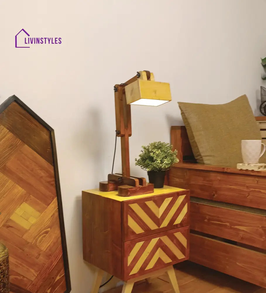 Amelia Brown Wooden Table Lamp With Lampshade Lamps