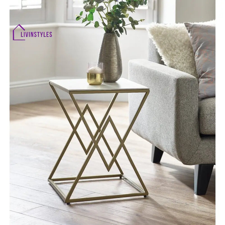 Amelia Metal And Marble Top Side Table