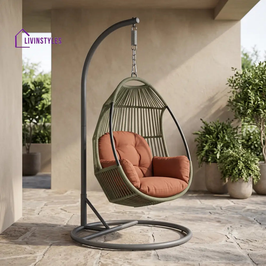 Amelia Premium MS Frame with Powder Coated Outdoor Swing Chair with Stand