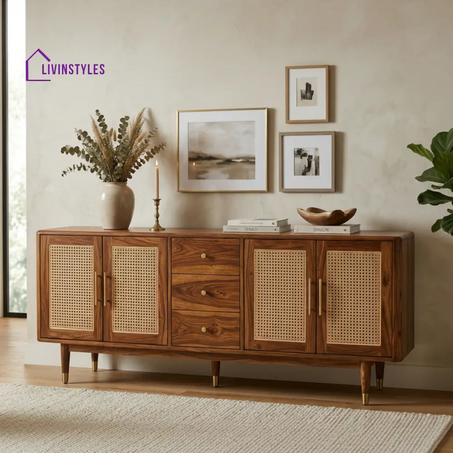 Amelia Sheesham Wood Cabinet and Sideboard (Honey Finish)