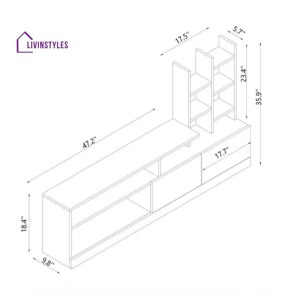 Amelia White Finish Tv Unit Stand for Living Room