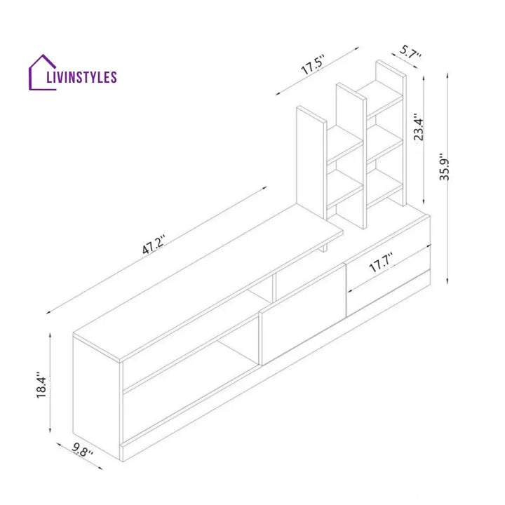 Amelia White Finish Tv Unit Stand for Living Room
