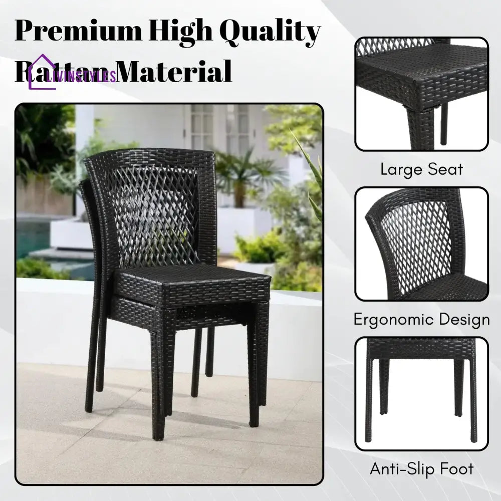 Aminata Outdoor Rattan Wicker Patio Dining Chairs - Dinning Chairs