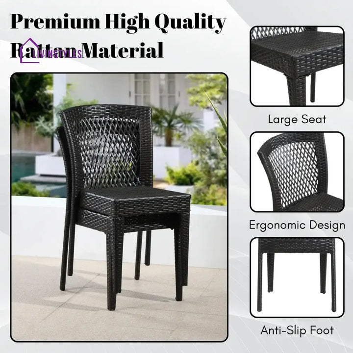 Aminata Outdoor Rattan Wicker Patio Dining Chairs - Dinning Chairs