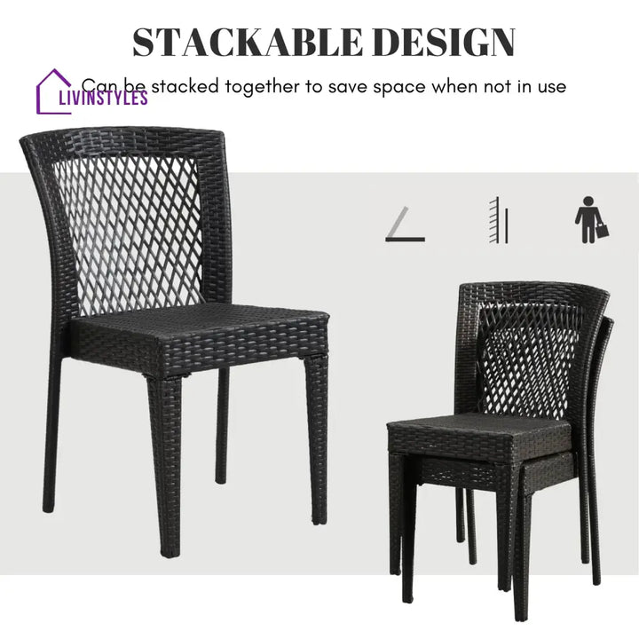 Aminata Outdoor Rattan Wicker Patio Dining Chairs - Dinning Chairs