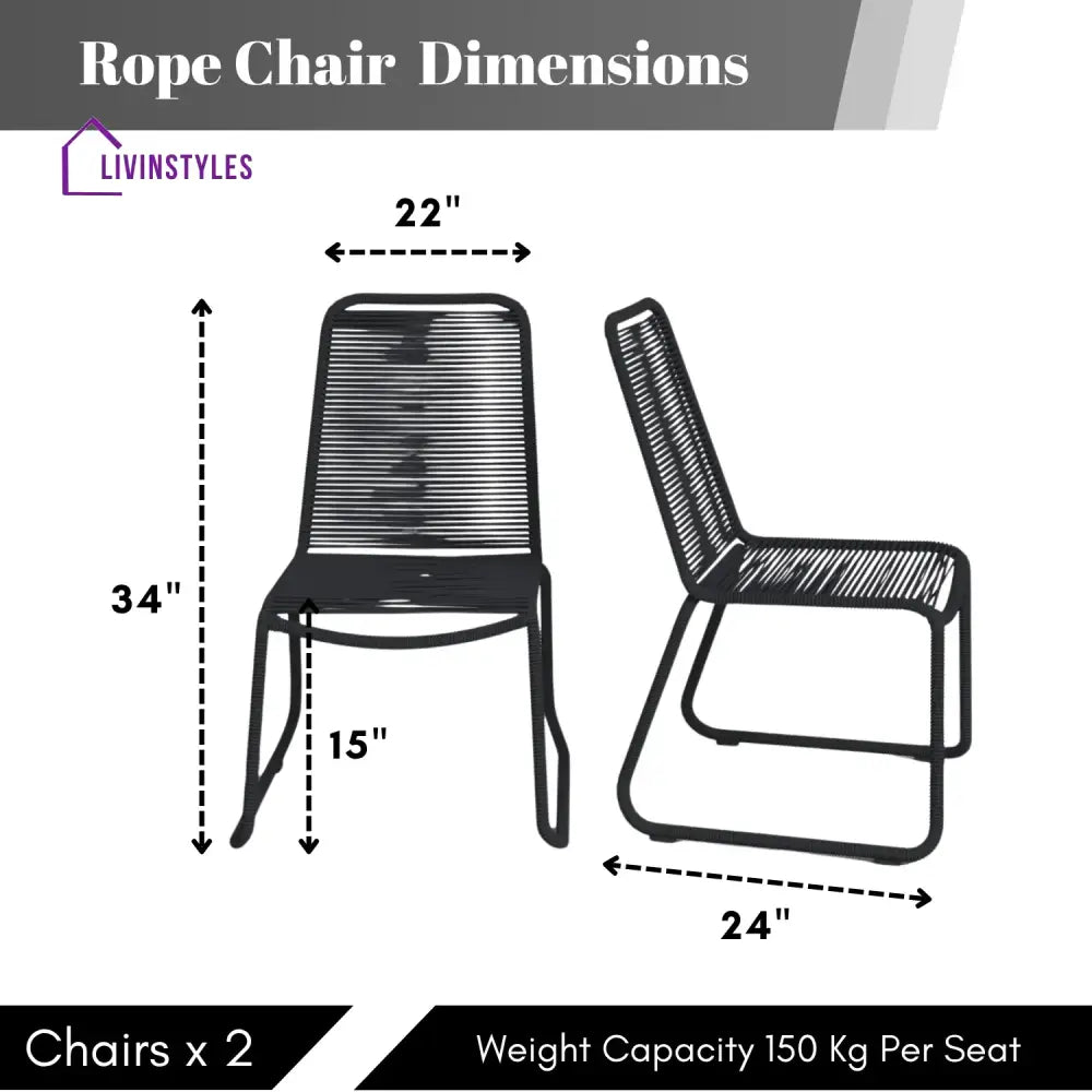 Amirah 2-Piece Outdoor Rope Patio Dining Chairs - Dinning Chairs
