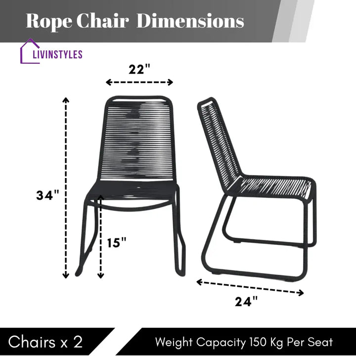 Amirah 2-Piece Outdoor Rope Patio Dining Chairs - Dinning Chairs