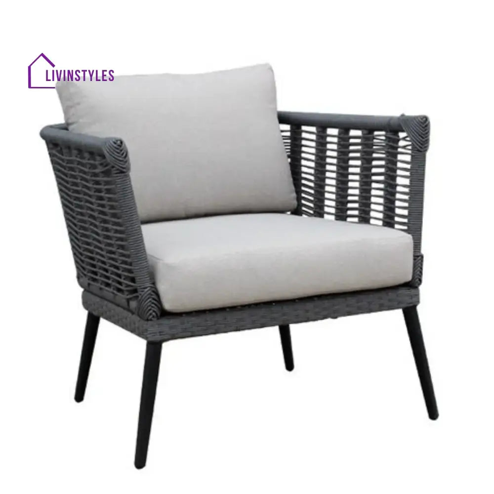 Amirah Outdoor Grey Rope 7-Seater Sofa Set With Glass Top Table - Sofa Set