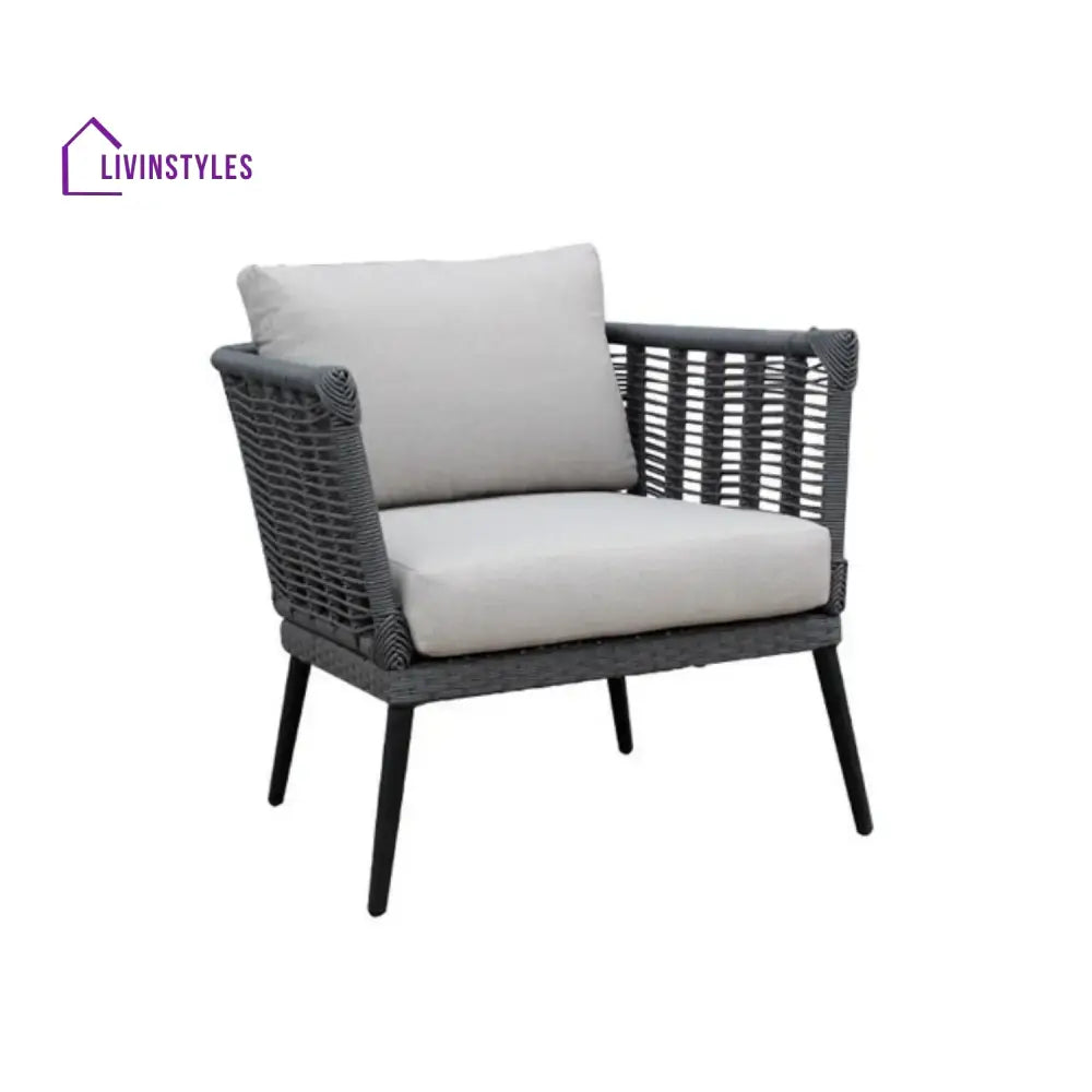 Amirah Outdoor Grey Rope 7-Seater Sofa Set With Glass Top Table - Sofa Set