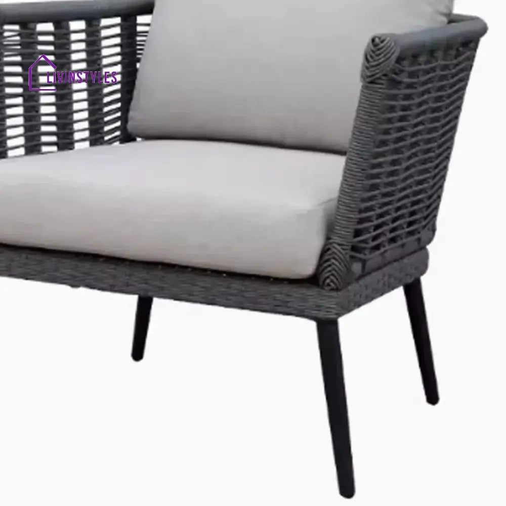 Amirah Outdoor Grey Rope 7-Seater Sofa Set With Glass Top Table - Sofa Set