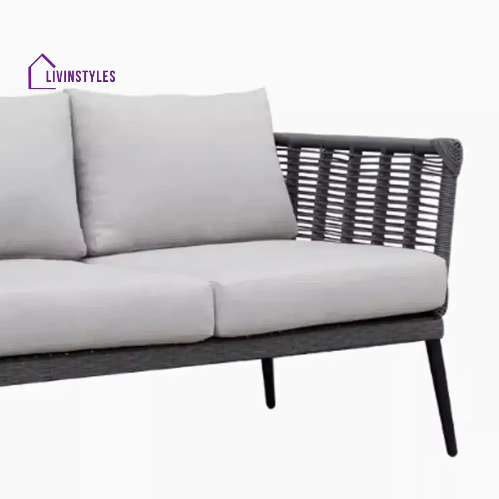 Amirah Outdoor Grey Rope 7-Seater Sofa Set With Glass Top Table - Sofa Set