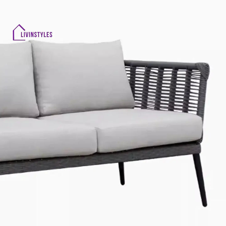 Amirah Outdoor Grey Rope 7-Seater Sofa Set With Glass Top Table - Sofa Set