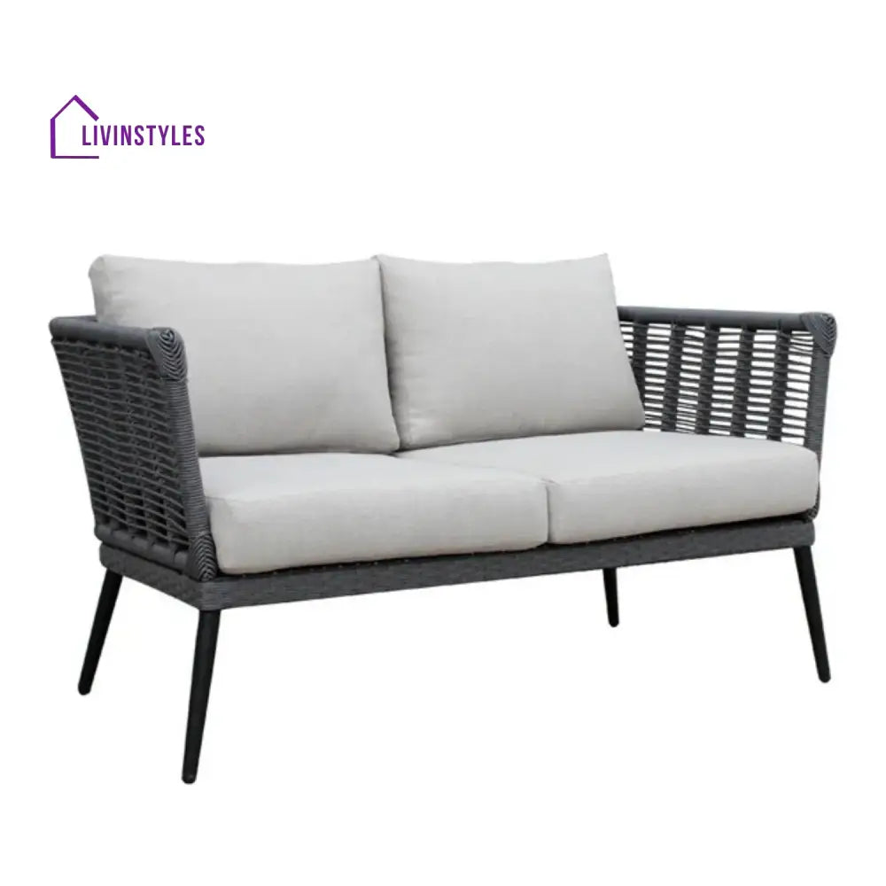 Amirah Outdoor Grey Rope 7-Seater Sofa Set With Glass Top Table - Sofa Set