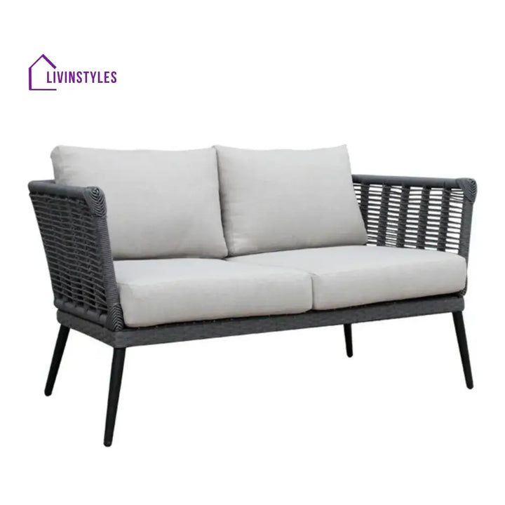 Amirah Outdoor Grey Rope 7-Seater Sofa Set With Glass Top Table - Sofa Set