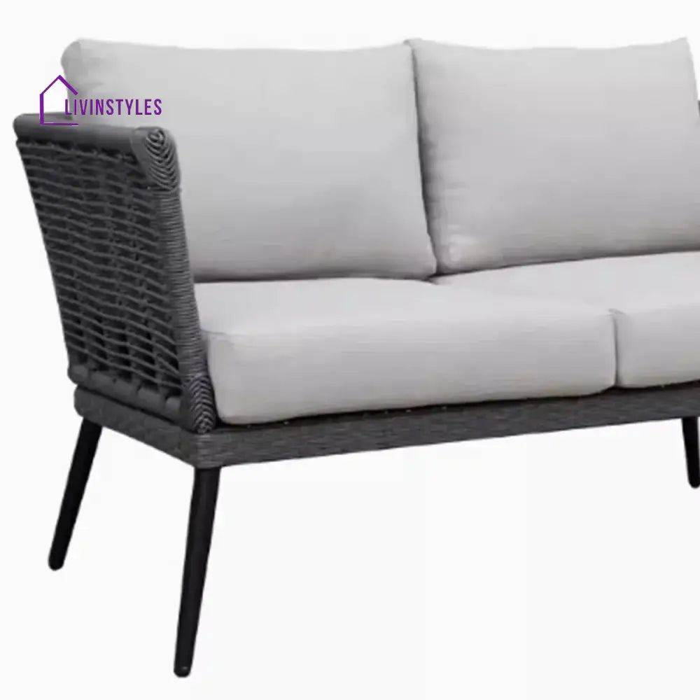 Amirah Outdoor Grey Rope 7-Seater Sofa Set With Glass Top Table - Sofa Set