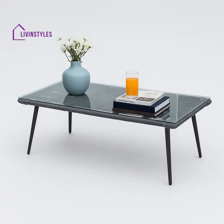 Amirah Outdoor Grey Rope 7-Seater Sofa Set With Glass Top Table - Sofa Set