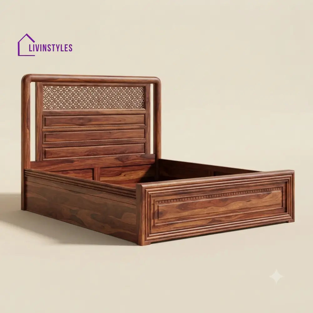 Amirtha Sheesham Wood Bed With Box Storage | Wooden Bed