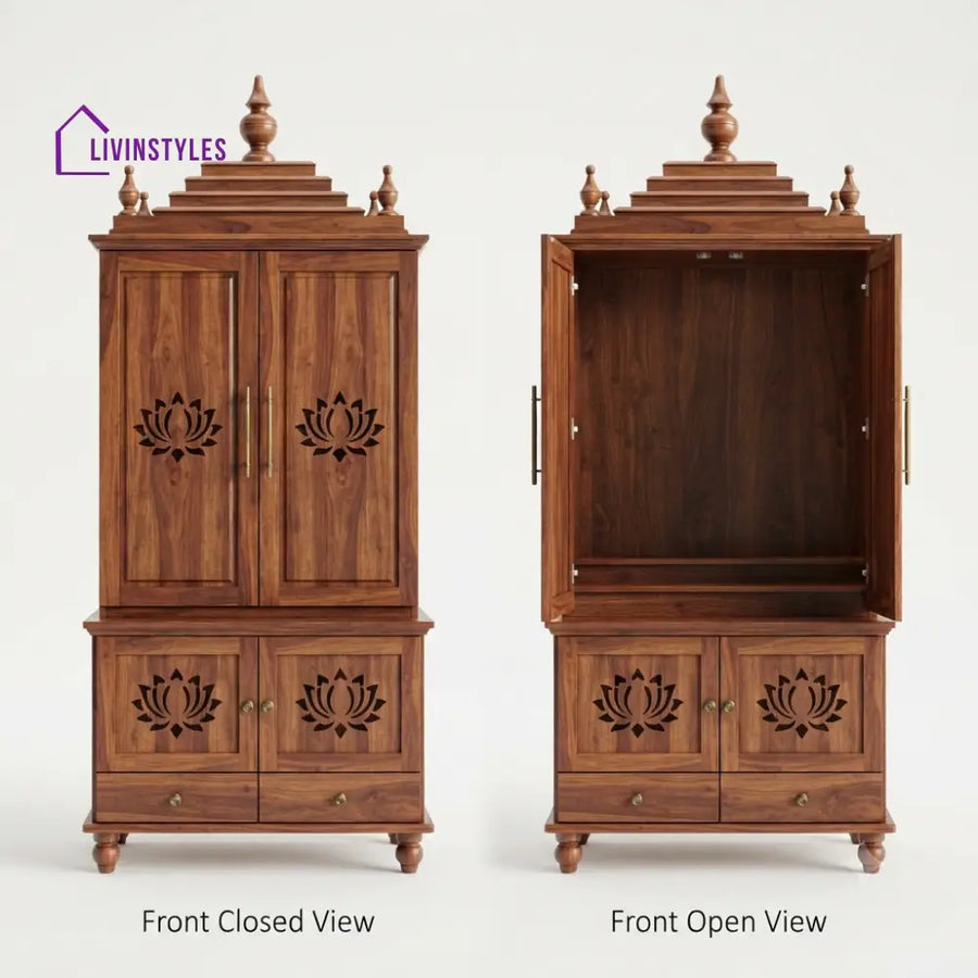 Amisha Premium Solid Wood Home Temple | Pooja Mandir for Home