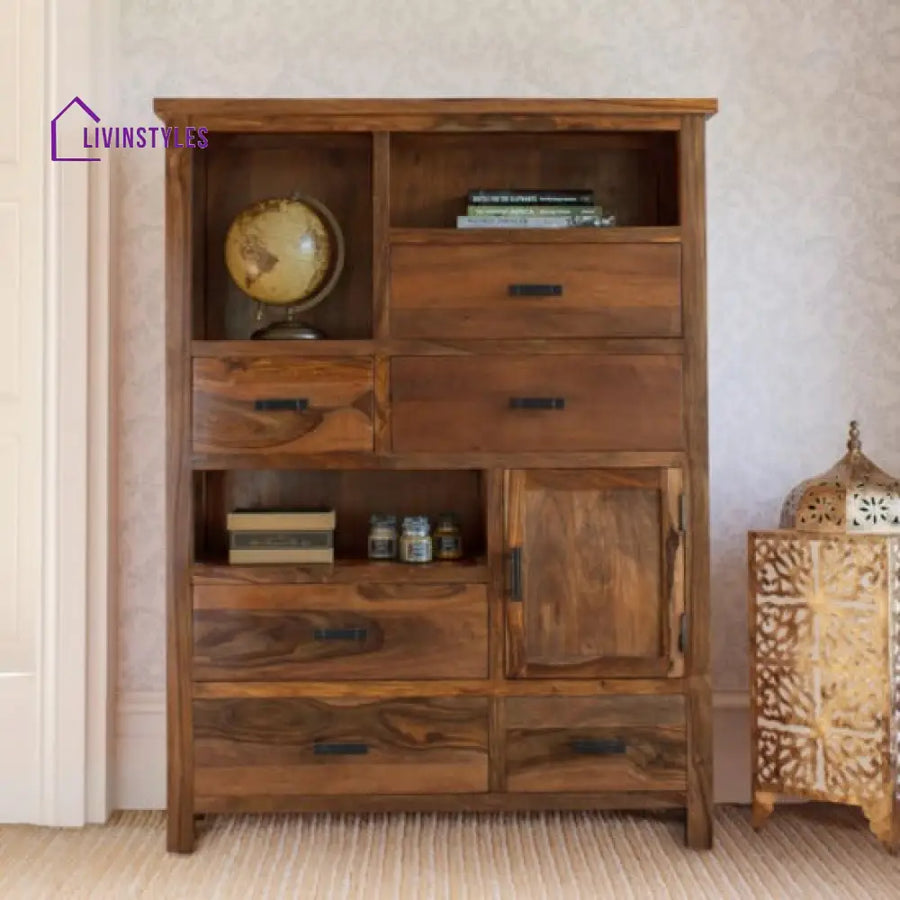 Amitav Vertical Storage Cabinet Large (Standard Honey Finish)
