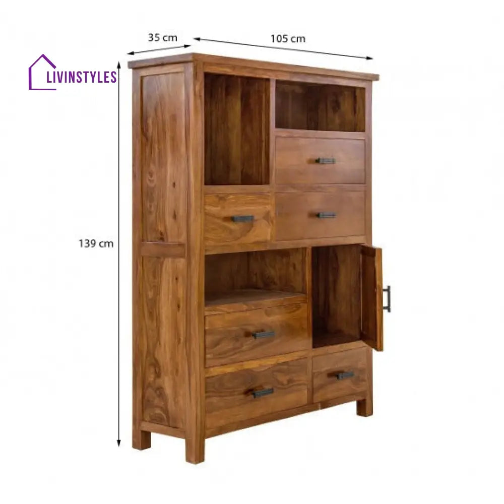 Amitav Vertical Storage Cabinet Large (Standard Honey Finish)
