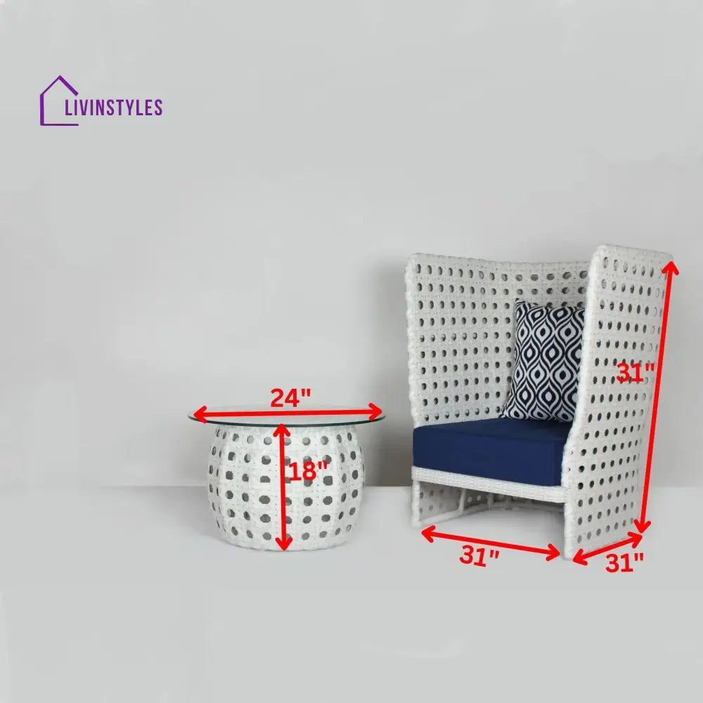 Amogh Outdoor Patio Seating Set 2 Chairs and 1 Table Set (White) - Coffee Table Sets