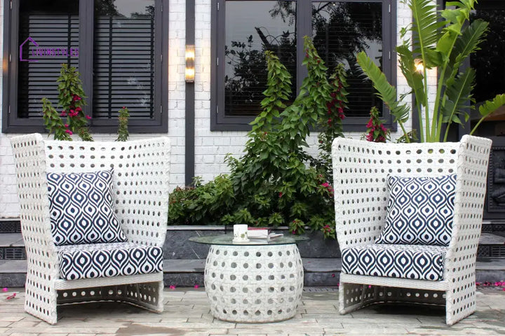 Amogh Outdoor Patio Seating Set 2 Chairs and 1 Table Set (White) - Coffee Table Sets