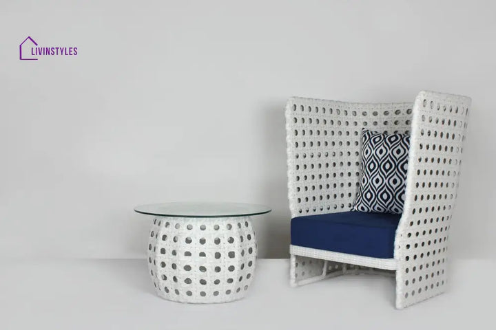 Amogh Outdoor Patio Seating Set 2 Chairs and 1 Table Set (White) - Coffee Table Sets