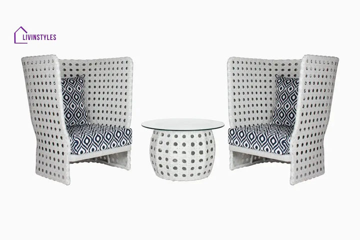 Amogh Outdoor Patio Seating Set 2 Chairs and 1 Table Set (White) - Coffee Table Sets