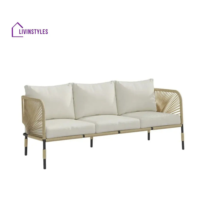 Amoura Outdoor Rope 5-Seater Sofa Set With Glass Top Table - Sofa Set