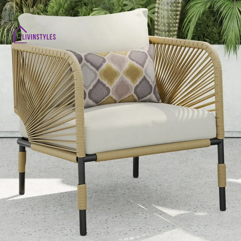 Amoura Outdoor Rope 5-Seater Sofa Set With Glass Top Table - Sofa Set