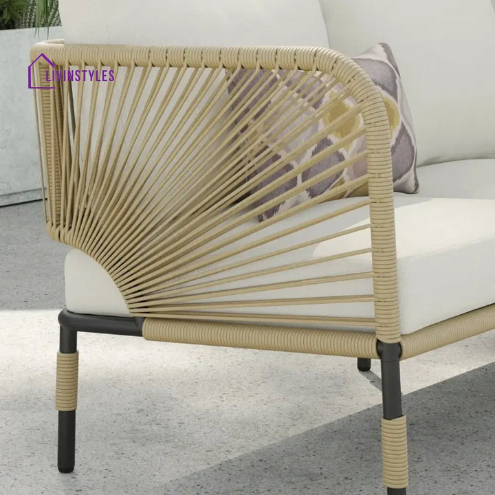 Amoura Outdoor Rope 5-Seater Sofa Set With Glass Top Table - Sofa Set