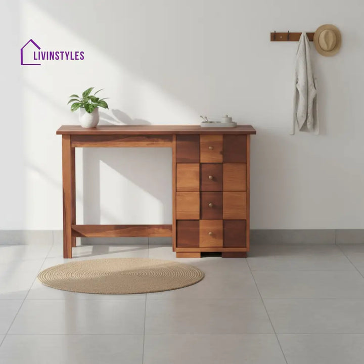 Amparo sheesham wood study table with drawers Honey