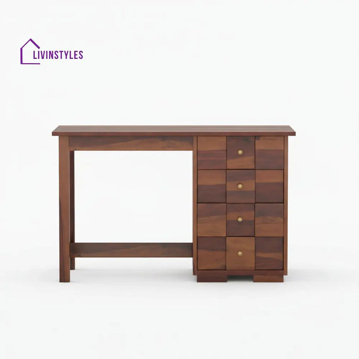 Amparo sheesham wood study table with drawers Walnut