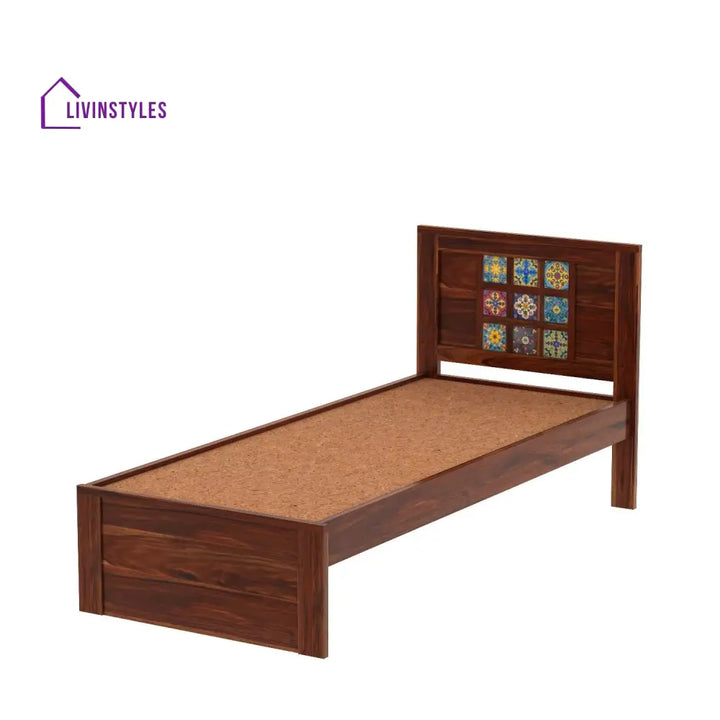 Amparo Solid Sheesham Wood Single Bed Without Storage (Natural Finish) Bed