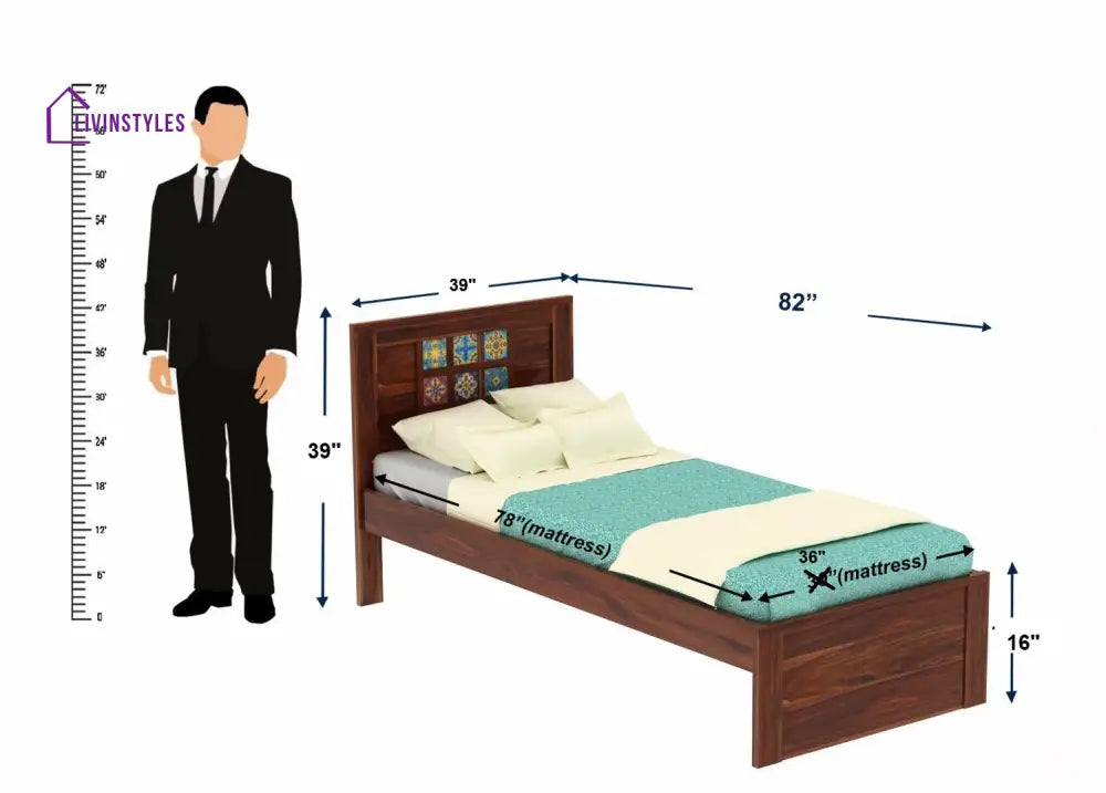 Amparo Solid Sheesham Wood Single Bed Without Storage (Natural Finish) Bed