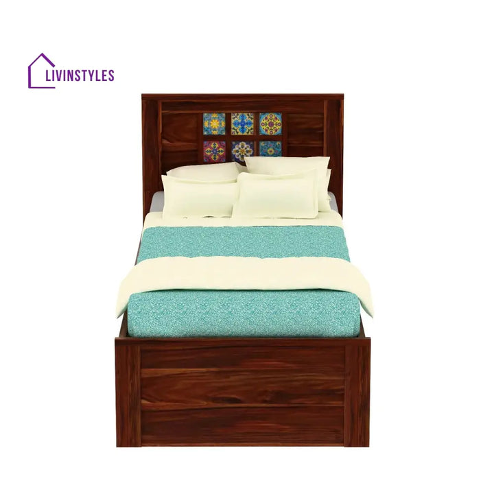 Amparo Solid Sheesham Wood Single Bed Without Storage (Natural Finish) Bed