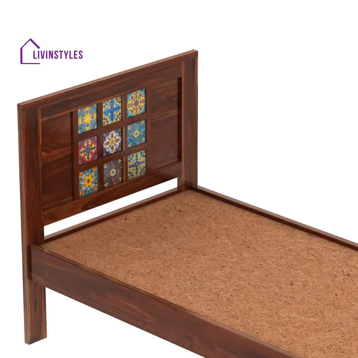Amparo Solid Sheesham Wood Single Bed Without Storage (Natural Finish) Bed