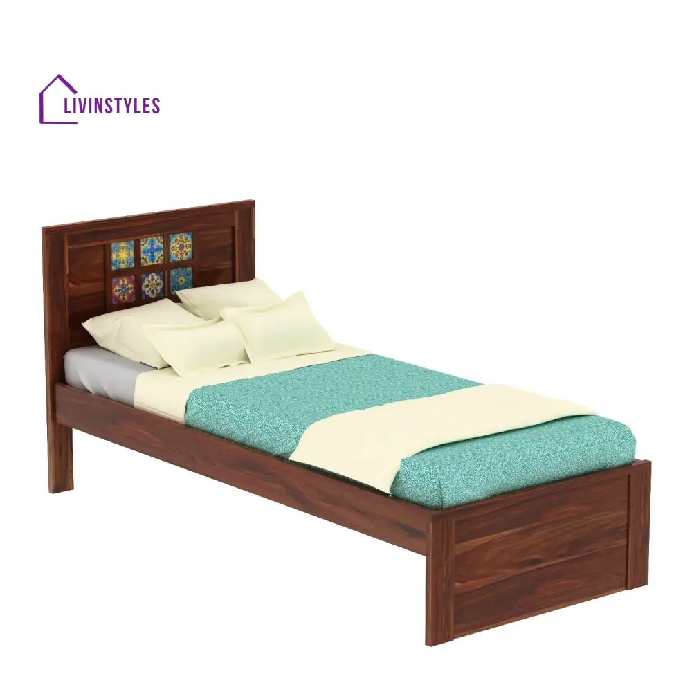 Amparo Solid Sheesham Wood Single Bed Without Storage (Natural Finish) Bed