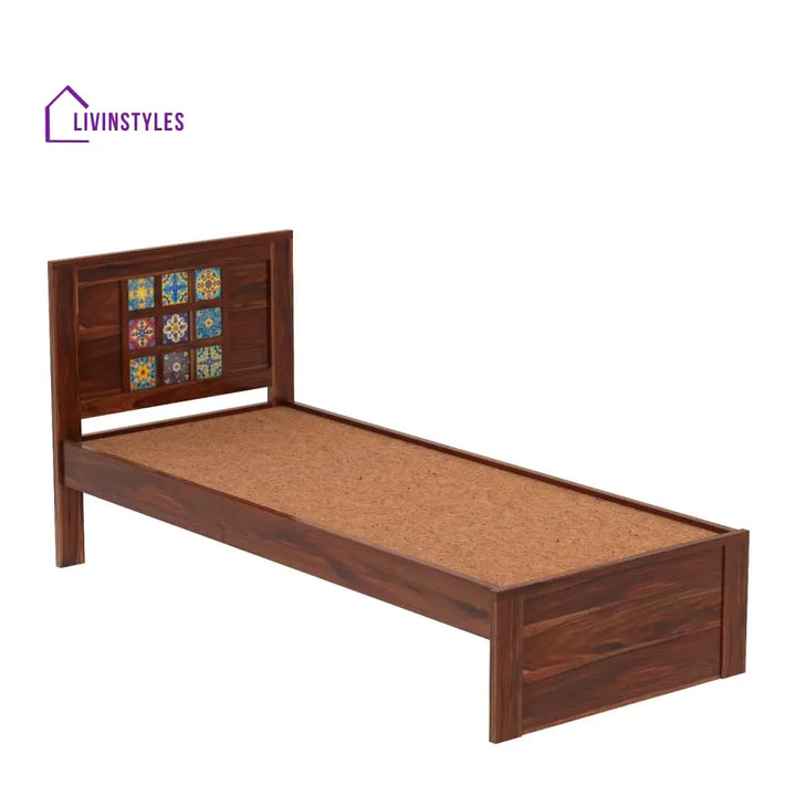 Amparo Solid Sheesham Wood Single Bed Without Storage (Natural Finish) Bed