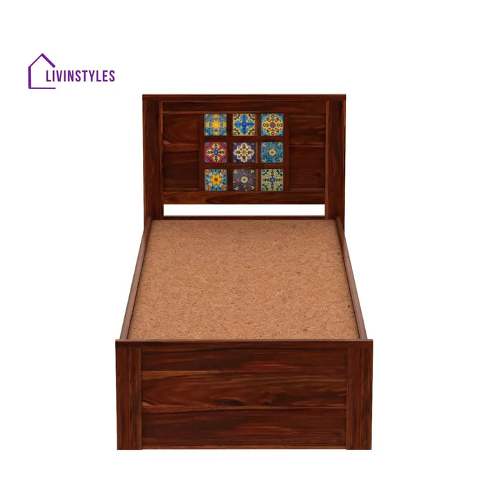 Amparo Solid Sheesham Wood Single Bed Without Storage (Natural Finish) Bed